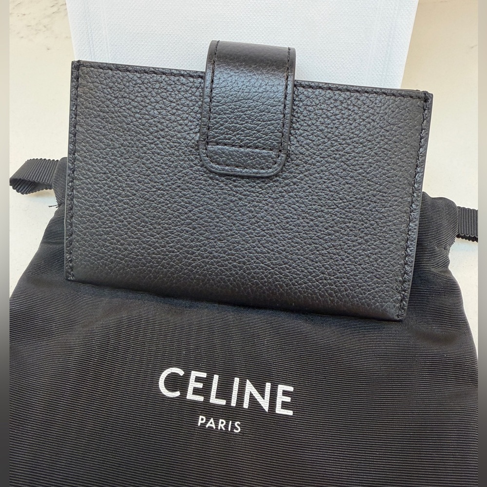 Brand New CELINE Accordion Nino Card Holder with Black Leather Gold Hardware - Picture 3 of 16